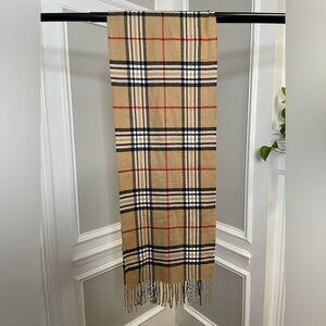 Plaid Tan and Red Home Accent Cashmere Scarf